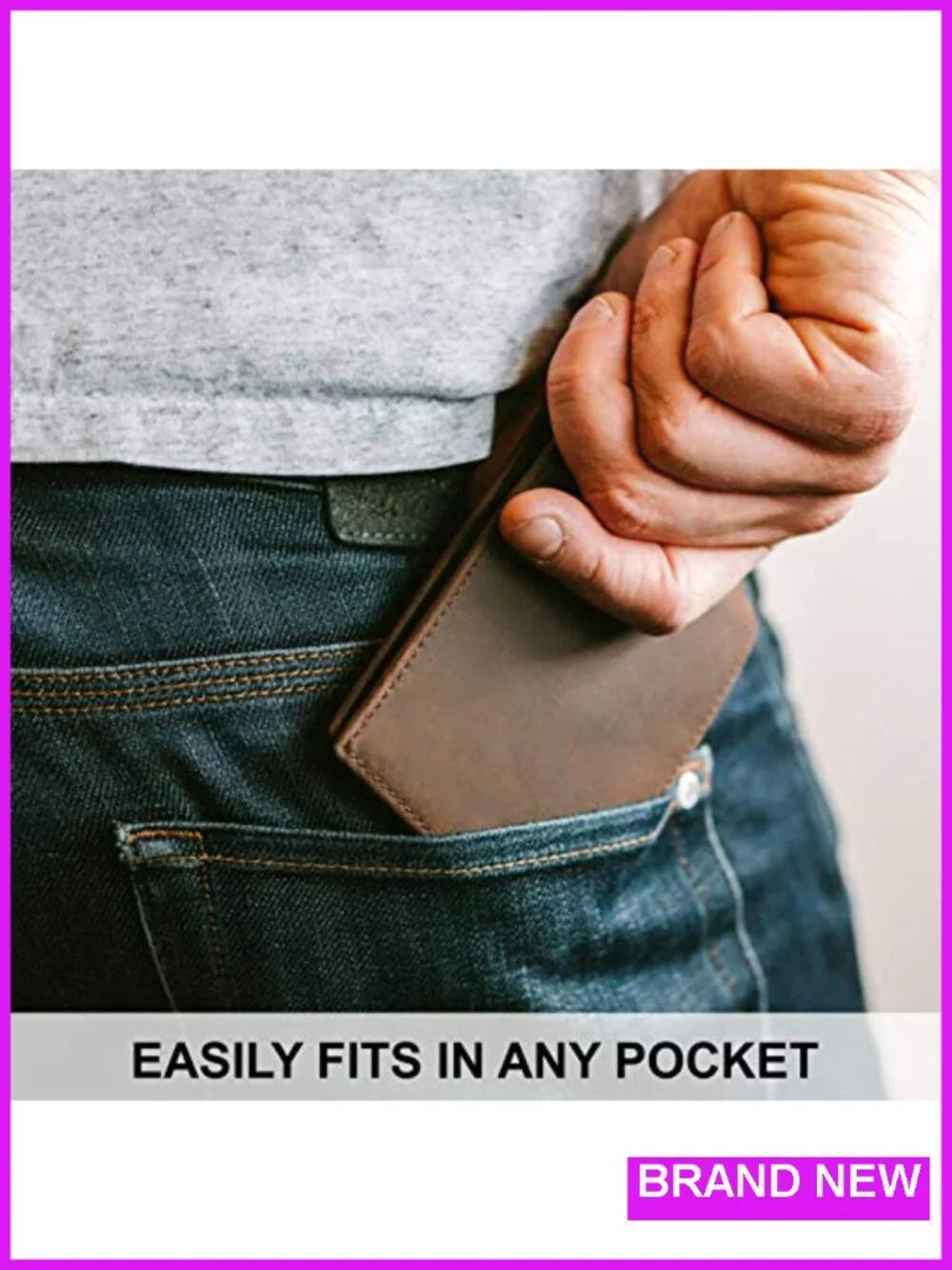 Top Grain Leather Bifold Wallet RFID Blocking Extra Capacity 8 Card Slots